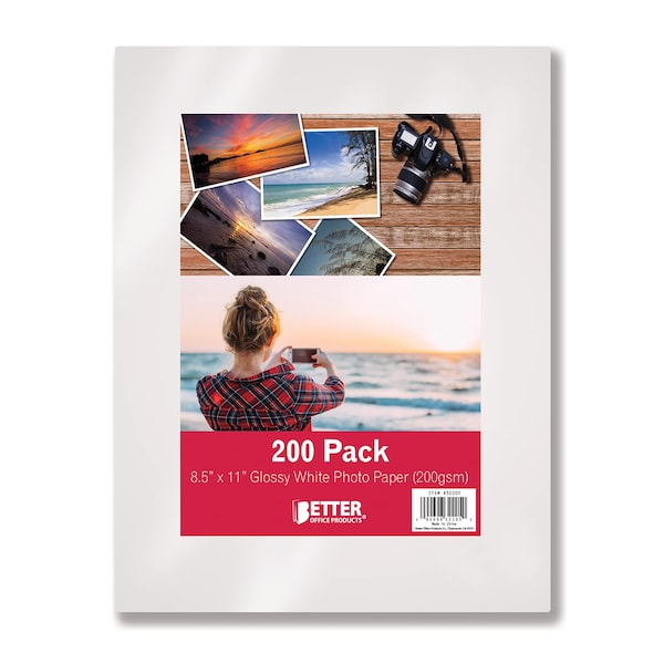 Better Office Products Glossy Photo Paper, 8.5 x 11 Inch, 200 Sheets, 200 gsm, Letter Size, 200PK 32205 - main